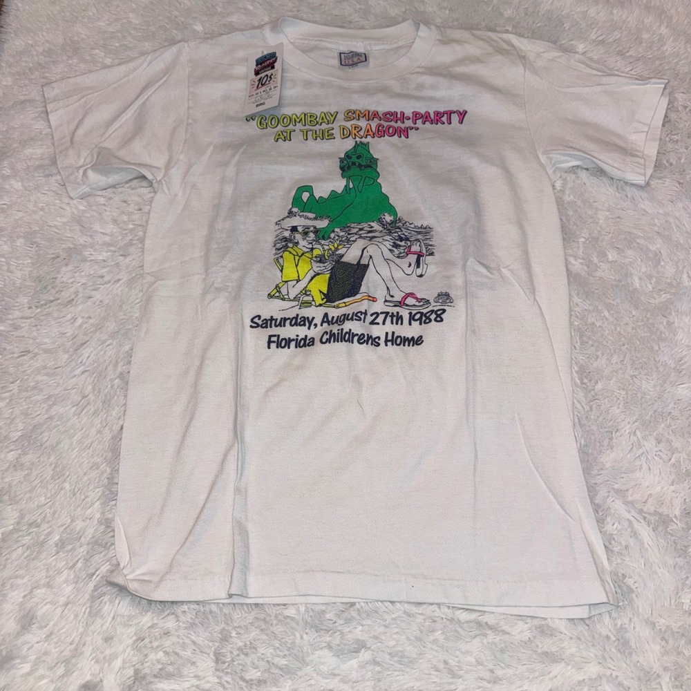 My Shirt Goombay Smash Party Tee Mens L White Good 1988 Florida Single Stitch
